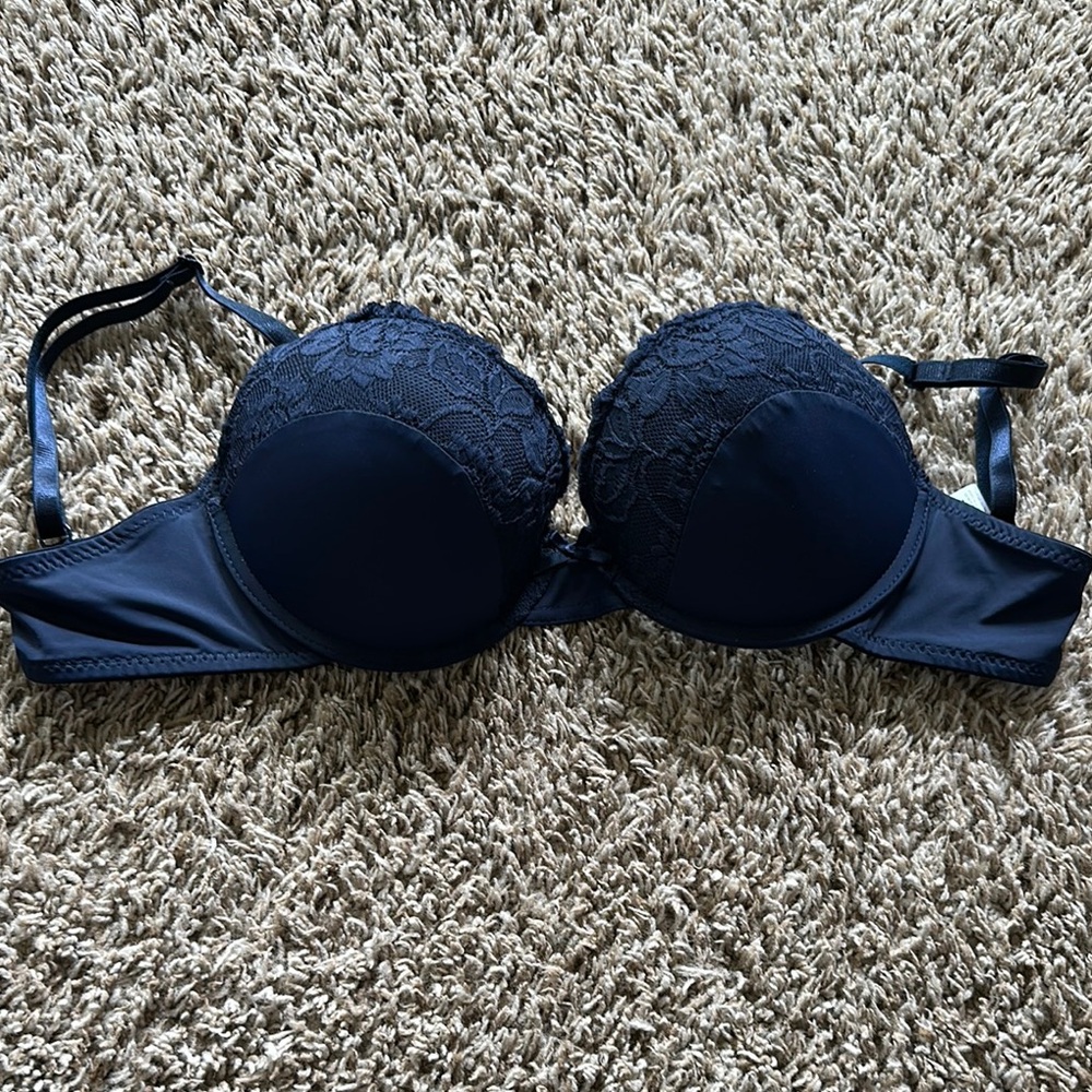Laura Ashley Blue Push-Up Bra with Underwire Support
